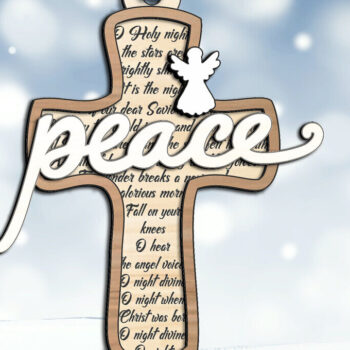 Intra απο ξύλο plywood 3mm-4mm πάχος - Χριστουγεννιάτικο στολίδι σταυρού Ειρήνης Δίασταση 6x6 cm INTRAFABR-109523529 - Image 2