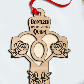 Intra απο ξύλο plywood 3mm-4mm πάχος - Σταυρός τριαντάφυλλο Γράμμα Q Laser Δώρο Στολίδι Δίασταση 6x6 cm INTRAFABR-116865220 - Image 2