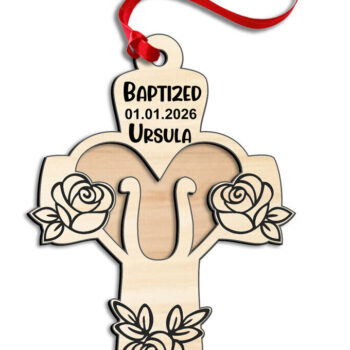 Intra απο ξύλο plywood 3mm-4mm πάχος - Στολίδι δώρου σταυρού τριαντάφυλλου U Δίασταση 6x6 cm INTRAFABR-116959954 - Image 1