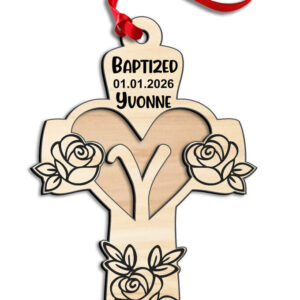 Intra απο ξύλο plywood 3mm-4mm πάχος - Στολίδι δώρου λέιζερ σταυρού τριαντάφυλλο Δίασταση 6x6 cm INTRAFABR-116960085