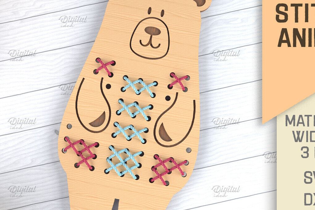 Intra απο ξύλο plywood 3mm-4mm πάχος - Cross Stitch Animals . Αρκούδα  Δίασταση 30x20 cm INTRAFABR-86601116