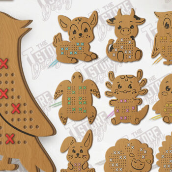 Intra απο ξύλο plywood 3mm-4mm πάχος - Δέσμη κοπής με λέιζερ Cross Stitch Animals Δίασταση 15x15 cm INTRAFABR-123352055 - Image 1