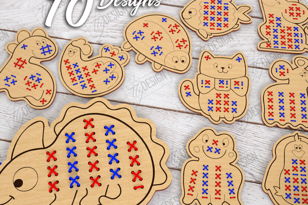 Intra απο ξύλο plywood 3mm-4mm πάχος - Δέσμη κοπής με λέιζερ Cross Stitch Animals Δίασταση 15x15 cm INTRAFABR-122668690