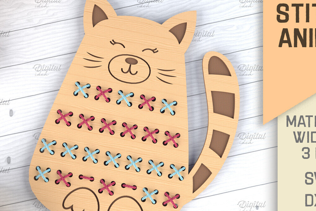 Intra απο ξύλο plywood 3mm-4mm πάχος - Cross Stitch Animals . Γάτα  Δίασταση 30x20 cm INTRAFABR-86601326