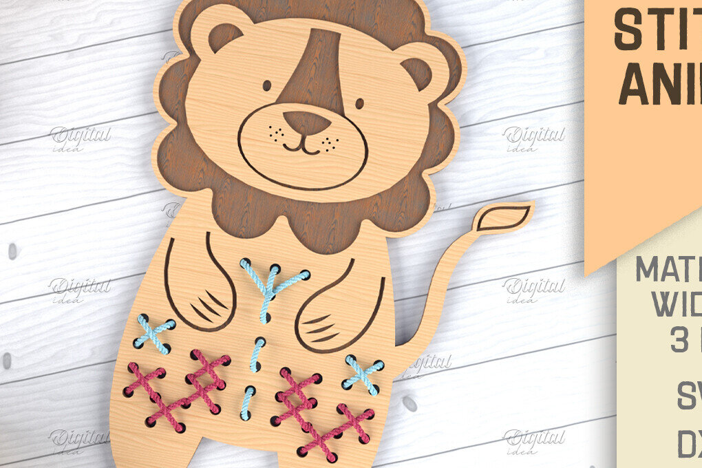 Intra απο ξύλο plywood 3mm-4mm πάχος - Cross Stitch Animals . Lion  Δίασταση 30x20 cm INTRAFABR-86601864