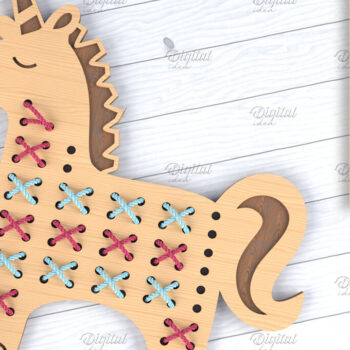 Intra απο ξύλο plywood 3mm-4mm πάχος - Ζώα σταυροβελονιάς. Laser Cut Unicorn Δίασταση 30x20 cm INTRAFABR-86601777 - Image 1