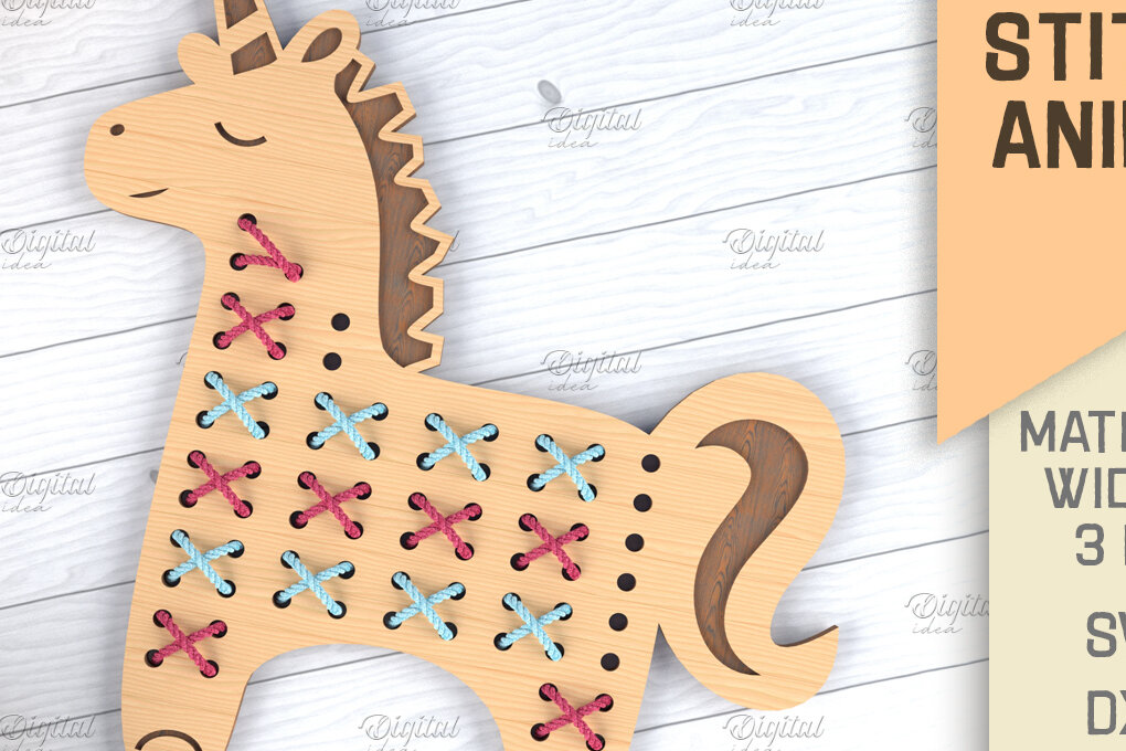 Intra απο ξύλο plywood 3mm-4mm πάχος - Ζώα σταυροβελονιάς. Laser Cut Unicorn Δίασταση 30x20 cm INTRAFABR-86601777