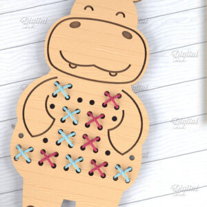 Intra απο ξύλο plywood 3mm-4mm πάχος - Cross Stitch Animals LaserCut. Hippo  Δίασταση 30x20 cm INTRAFABR-86601156