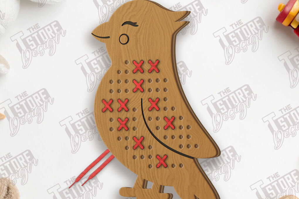 Intra απο ξύλο plywood 3mm-4mm πάχος - Cross Stitch Bird Cut Laser | Μοντεσσόρι Δίασταση 15x15 cm INTRAFABR-123036013