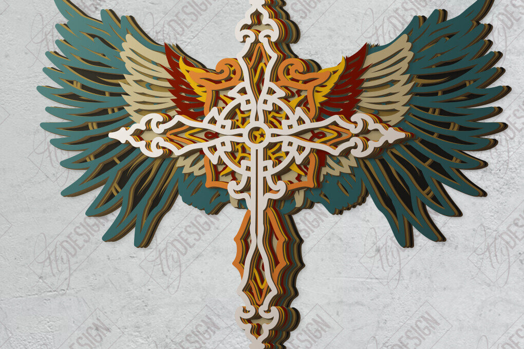 Intra απο ξύλο plywood 3mm-4mm πάχος - Cross Wings Multilayer Laser Cut | CNC Δίασταση 20x20 cm INTRAFABR-121515096