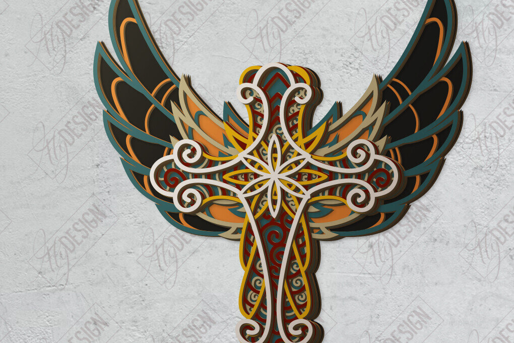 Intra απο ξύλο plywood 3mm-4mm πάχος - Cross Wings Multilayer Laser Cut | CNC Δίασταση 20x20 cm INTRAFABR-121515105