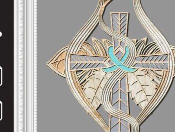 Intra απο ξύλο plywood 3mm-4mm πάχος - Σταυρός με λουλούδια Laser Cut  Δίασταση 20x20 cm INTRAFABR-37178582 - Image 1