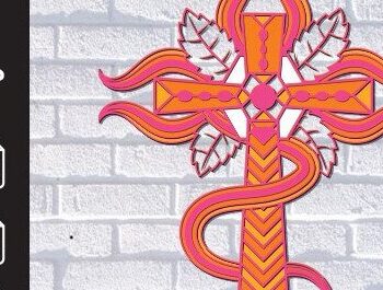 Intra απο ξύλο plywood 3mm-4mm πάχος - Σταυρός με λουλούδια Laser Cut  Δίασταση 20x20 cm INTRAFABR-37178556 - Image 3