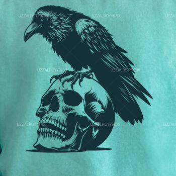 Intra απο ξύλο plywood 3mm-4mm πάχος - Crow on a Skull , Raven Skull Δίασταση 40x50 cm INTRAFABR-99092930 - Image 4