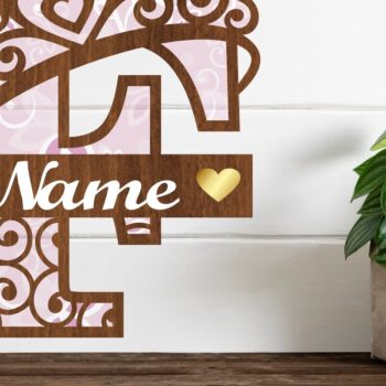 Intra απο ξύλο plywood 3mm-4mm πάχος - Μονόγραμμα με κεφαλαίο στέμμα Γράμμα F  Δίασταση 30x20 cm INTRAFABR-72539268 - Image 1