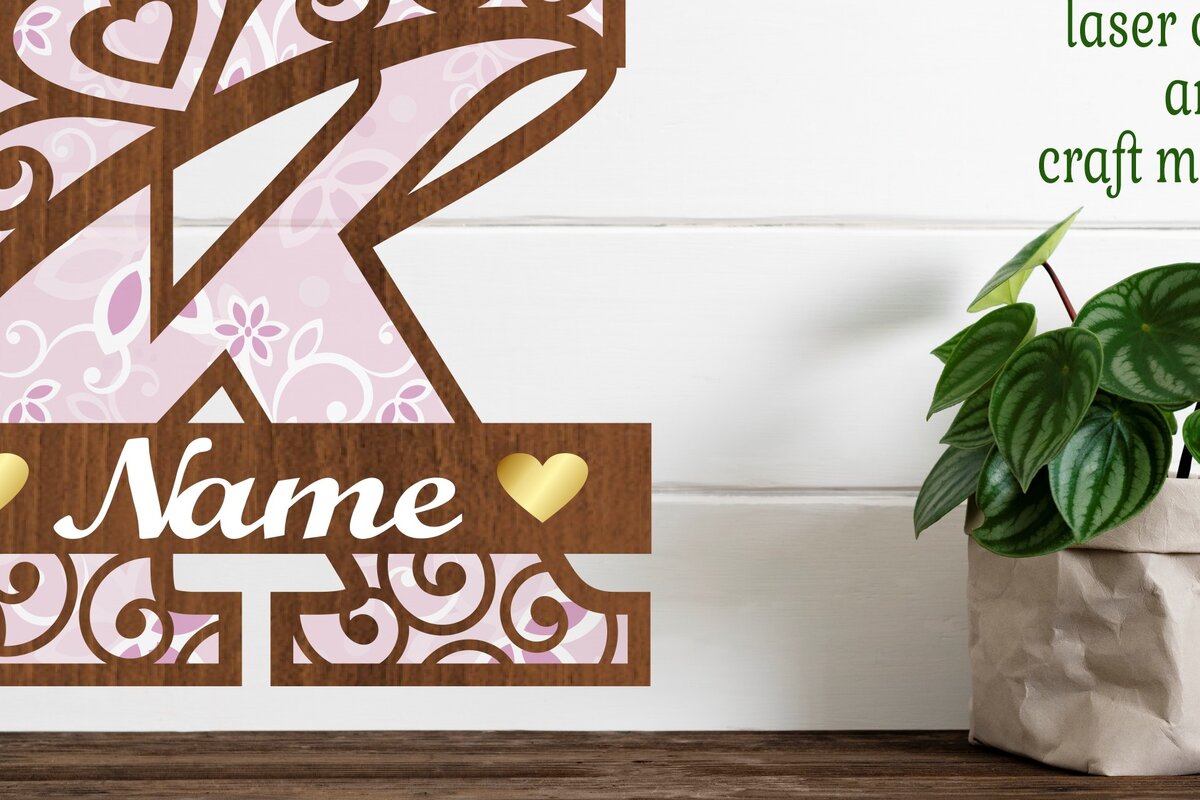 Intra απο ξύλο plywood 3mm-4mm πάχος - Κορώνα κεφαλαίο μονόγραμμα Γράμμα K  Δίασταση 30x20 cm INTRAFABR-72539378