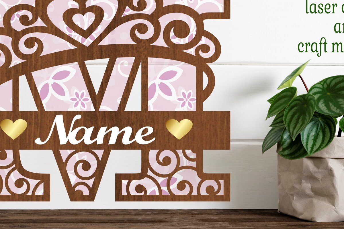 Intra απο ξύλο plywood 3mm-4mm πάχος - Μονόγραμμα με κεφαλαίο στέμμα Γράμμα M  Δίασταση 30x20 cm INTRAFABR-72539423