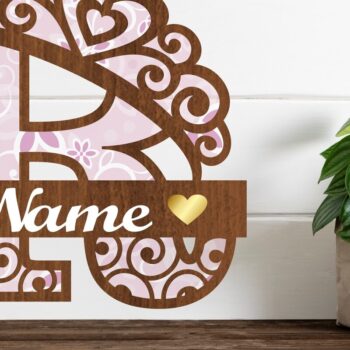 Intra απο ξύλο plywood 3mm-4mm πάχος - Κορώνα κεφαλαίο μονόγραμμα Γράμμα R  Δίασταση 30x20 cm INTRAFABR-72539547 - Image 1