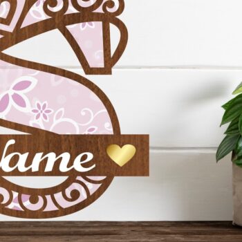 Intra απο ξύλο plywood 3mm-4mm πάχος - Κορώνα κεφαλαίο μονόγραμμα Γράμμα S  Δίασταση 30x20 cm INTRAFABR-72539567 - Image 1