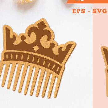 Intra απο ξύλο plywood 3mm-4mm πάχος - Crown Laser Cut Comb 2 Δίασταση 20x20 cm INTRAFABR-105415957 - Image 1