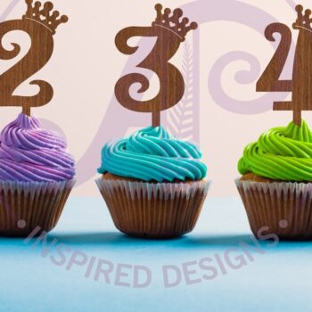 Intra απο ξύλο plywood 3mm-4mm πάχος - Crown Number Cupcake Toppers, 10 σχέδια Δίασταση 30x20 cm INTRAFABR-93038574 - Image 1