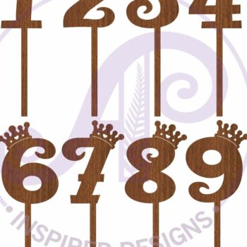 Intra απο ξύλο plywood 3mm-4mm πάχος - Crown Number Cupcake Toppers, 10 σχέδια Δίασταση 30x20 cm INTRAFABR-93038574 - Image 3