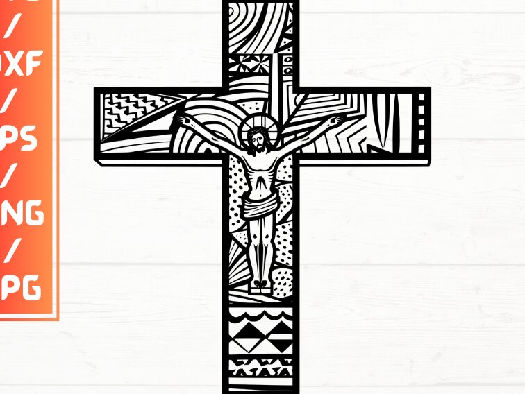 Intra απο ξύλο plywood 3mm-4mm πάχος - Crucifix , DXF, EPS, JPG, PNG Δίασταση 20x20 cm INTRAFABR-115723265