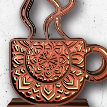 Intra απο ξύλο plywood 3mm-4mm πάχος - Κύπελλο, 4 στρώσεις, 3d Mandala Δίασταση 30x30 cm INTRAFABR-30008067 - Image 3