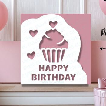 Intra απο ξύλο plywood 3mm-4mm πάχος - Πρότυπο κάρτας γενεθλίων Cupcake Δίασταση 20x20 cm INTRAFABR-117503158 - Image 3