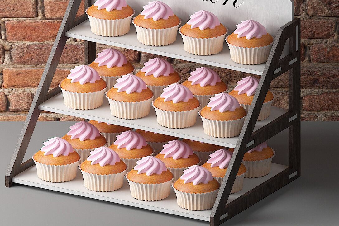 Intra απο ξύλο plywood 3mm-4mm πάχος - Στάντα για επιδόρπιο Cupcake Άμεση λήψη119 Δίασταση 30x20 cm INTRAFABR-60957482