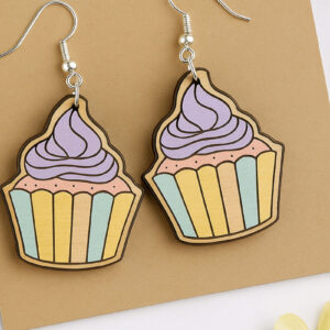 Intra απο ξύλο plywood 3mm-4mm πάχος - Σκουλαρίκια Cupcake Σχέδιο  Δίασταση 3x3 cm INTRAFABR-123818161