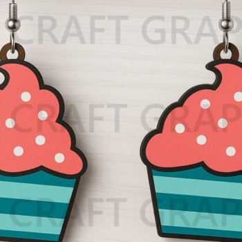 Intra απο ξύλο plywood 3mm-4mm πάχος - Σκουλαρίκια Cupcake Summer Fun Δίασταση 3x3 cm INTRAFABR-123010309 - Image 1
