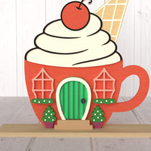 Intra απο ξύλο plywood 3mm-4mm πάχος - Διακόσμηση κοπής με λέιζερ για Cupcake House Δίασταση 30x20 cm INTRAFABR-107875491