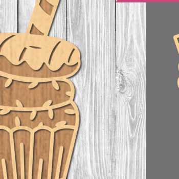 Intra απο ξύλο plywood 3mm-4mm πάχος - Διακόσμηση Cupcake Laser Cut 2 Δίασταση 20x20 cm INTRAFABR-109410948 - Image 1