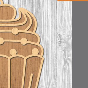 Intra απο ξύλο plywood 3mm-4mm πάχος - Cupcake Laser Cut Διακόσμηση  Δίασταση 20x20 cm INTRAFABR-109510832