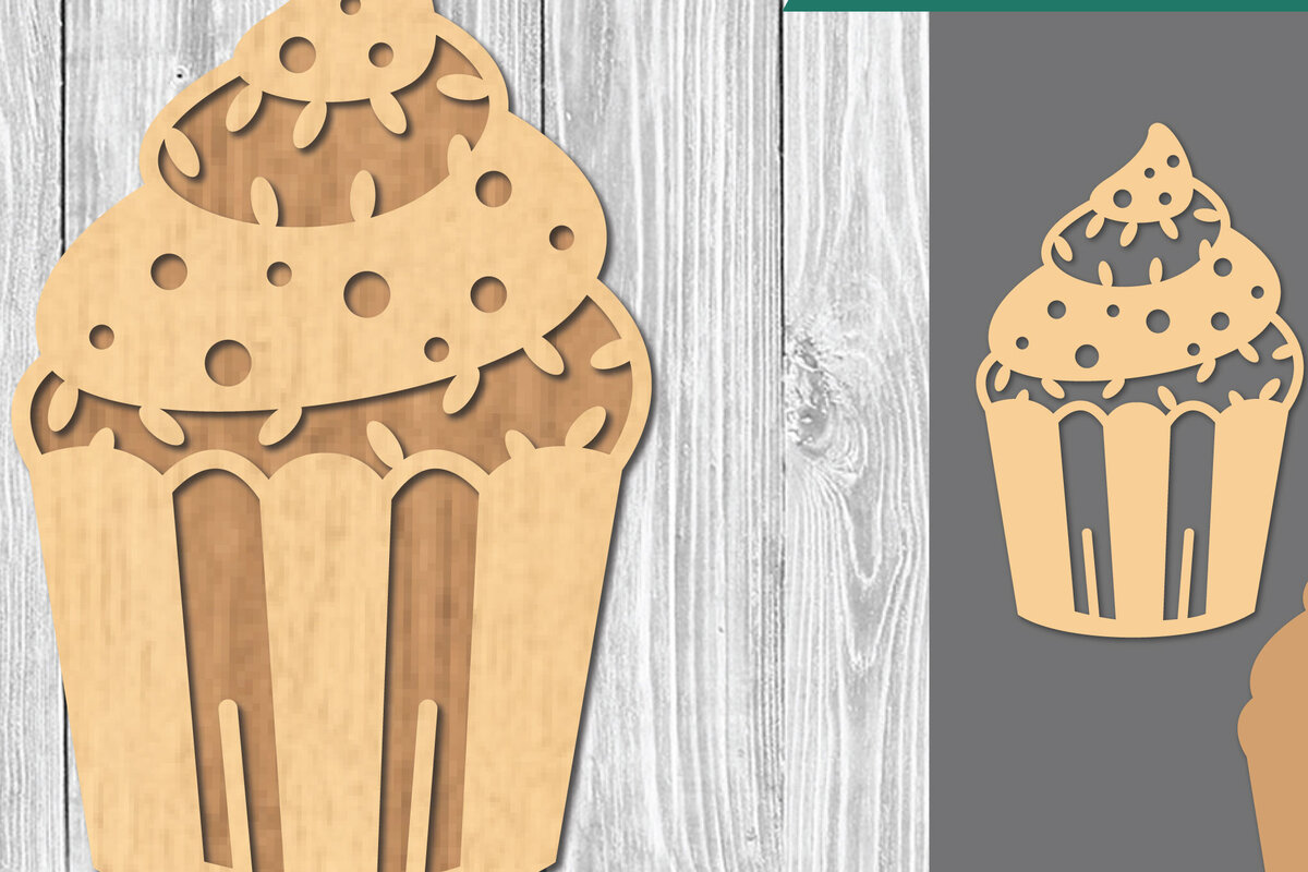 Intra απο ξύλο plywood 3mm-4mm πάχος - Cupcake Laser Cut Διακόσμηση  Δίασταση 20x20 cm INTRAFABR-109409831