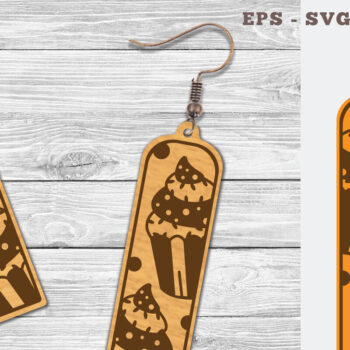 Intra απο ξύλο plywood 3mm-4mm πάχος - Σκουλαρίκια κοπής με λέιζερ Cupcake  Δίασταση 3x3 cm INTRAFABR-103062196 - Image 1