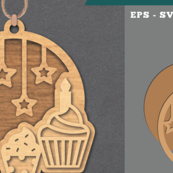 Intra απο ξύλο plywood 3mm-4mm πάχος - Στολίδι για Cupcake Laser Cut  Δίασταση 6x6 cm INTRAFABR-112074632 - Image 1