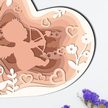 Intra απο ξύλο plywood 3mm-4mm πάχος - Πρότυπο πολυστρωματικής χειροτεχνίας Cupidon Heart Δίασταση 7x6 cm INTRAFABR-87046900 - Image 2