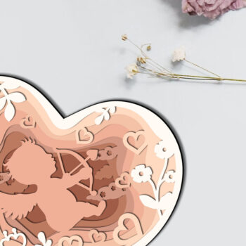 Intra απο ξύλο plywood 3mm-4mm πάχος - Πρότυπο πολυστρωματικής χειροτεχνίας Cupidon Heart Δίασταση 7x6 cm INTRAFABR-87046900 - Image 3