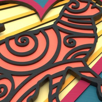 Intra απο ξύλο plywood 3mm-4mm πάχος - Περίεργη τέχνη με στρώματα γάτας και πεταλούδας Δίασταση 30x30 cm INTRAFABR-65340808 - Image 3