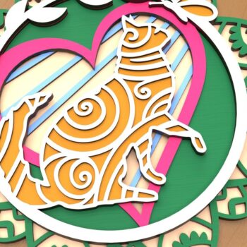 Intra απο ξύλο plywood 3mm-4mm πάχος - Περίεργη τέχνη με στρώματα γάτας και πεταλούδας Δίασταση 30x30 cm INTRAFABR-65340808 - Image 4