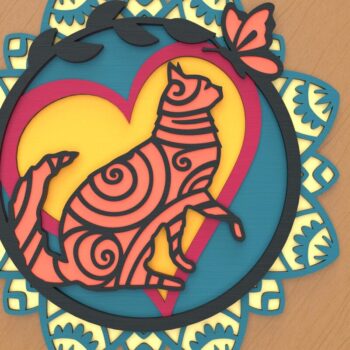 Intra απο ξύλο plywood 3mm-4mm πάχος - Περίεργη τέχνη με στρώματα γάτας και πεταλούδας Δίασταση 30x30 cm INTRAFABR-65340808 - Image 5