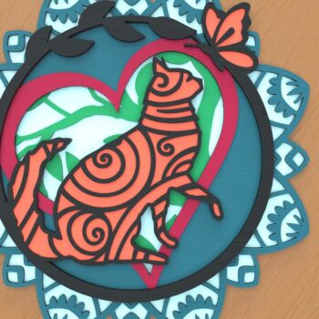 Intra απο ξύλο plywood 3mm-4mm πάχος - Περίεργη τέχνη με στρώματα γάτας και πεταλούδας Δίασταση 30x30 cm INTRAFABR-65340808 - Image 6