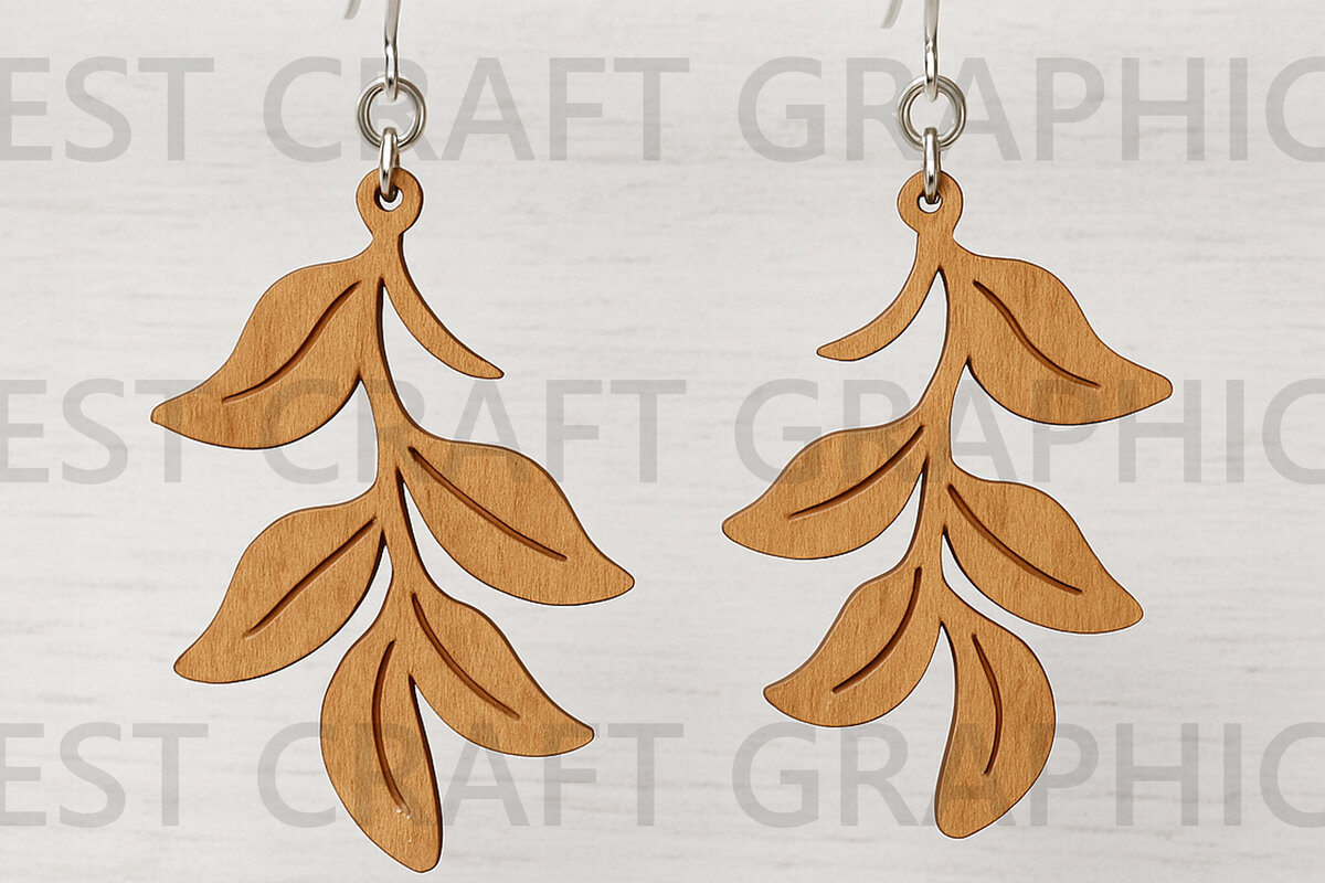 Intra απο ξύλο plywood 3mm-4mm πάχος - Σκουλαρίκια με κυρτά φύλλα Δίασταση 3x3 cm INTRAFABR-123814168