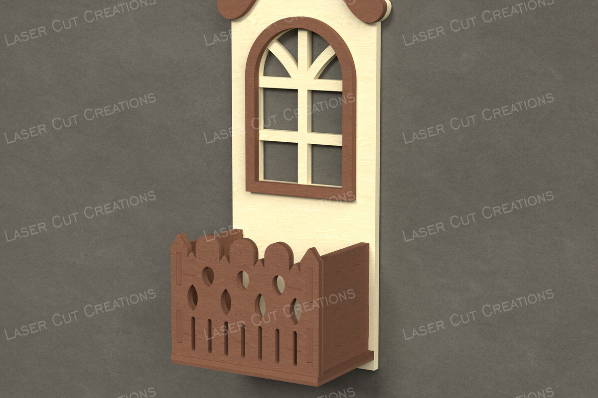 Intra απο ξύλο plywood 3mm-4mm πάχος - Κουτί φράχτη με καμπυλωτό παράθυρο Διακόσμηση τοίχου  Δίασταση 30x20 cm INTRAFABR-123612969