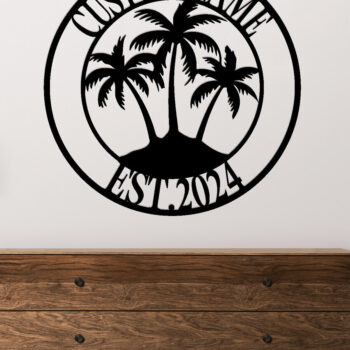 Intra απο ξύλο plywood 3mm-4mm πάχος - Προσαρμοσμένη μεταλλική πινακίδα Palm Tree Beach, Laser Δίασταση 3600x3600 cm INTRAFABR-119212432 - Image 2