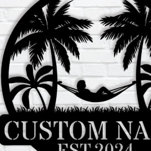 Intra απο ξύλο plywood 3mm-4mm πάχος - Προσαρμοσμένη μεταλλική πινακίδα Palm Tree Beach, Laser Δίασταση 3600x3600 cm INTRAFABR-119212108