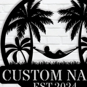 Intra απο ξύλο plywood 3mm-4mm πάχος - Προσαρμοσμένη μεταλλική πινακίδα Palm Tree Beach, Laser Δίασταση 3600x3600 cm INTRAFABR-119212108 - Image 1