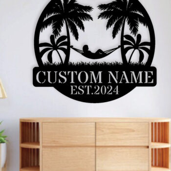 Intra απο ξύλο plywood 3mm-4mm πάχος - Προσαρμοσμένη μεταλλική πινακίδα Palm Tree Beach, Laser Δίασταση 3600x3600 cm INTRAFABR-119212108 - Image 2